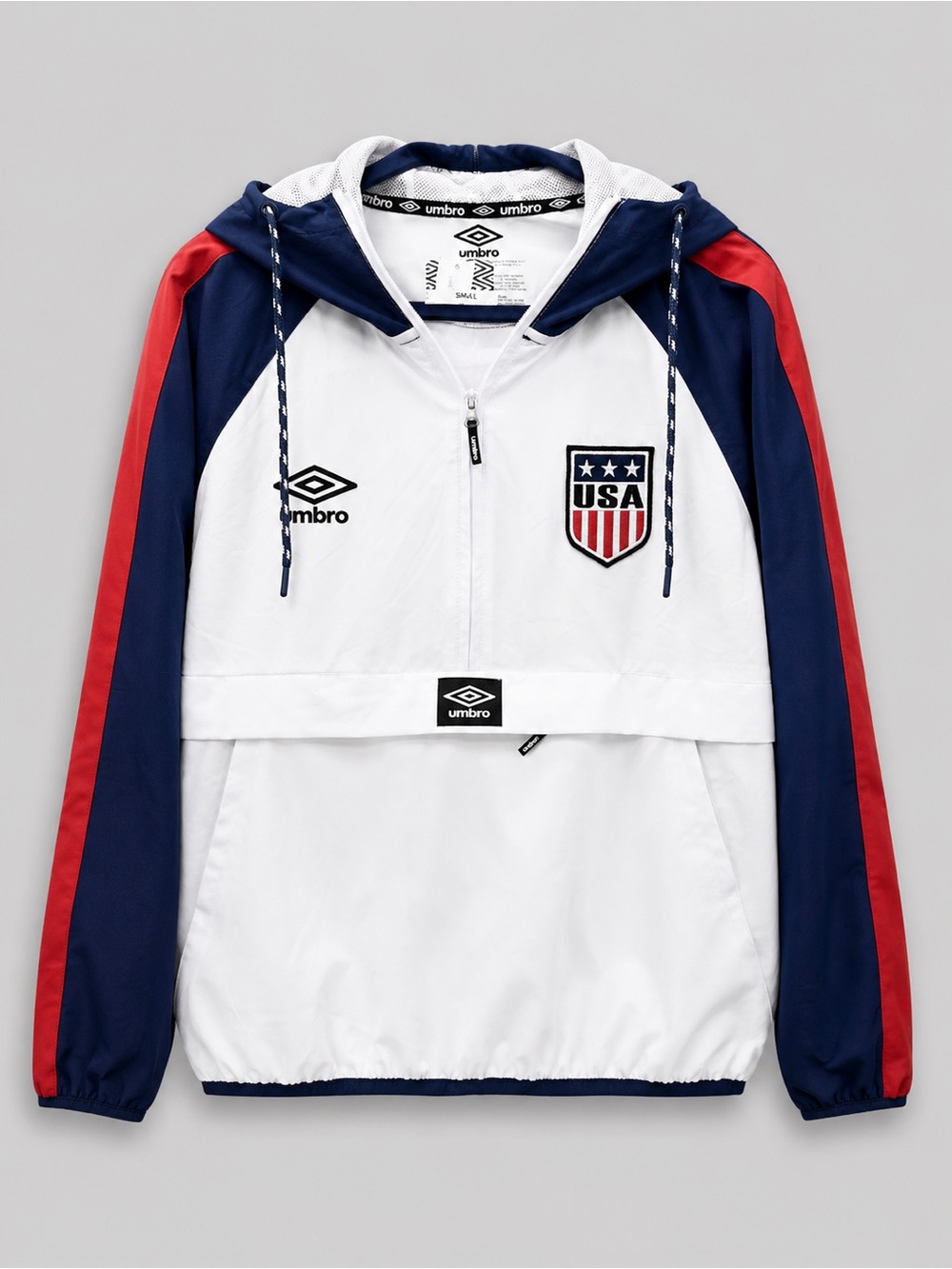 2026 ADULT SMALL UMBRO USA PULLOVER WINDBREAKER JACKET RED WHITE BLUE WORLD CUP